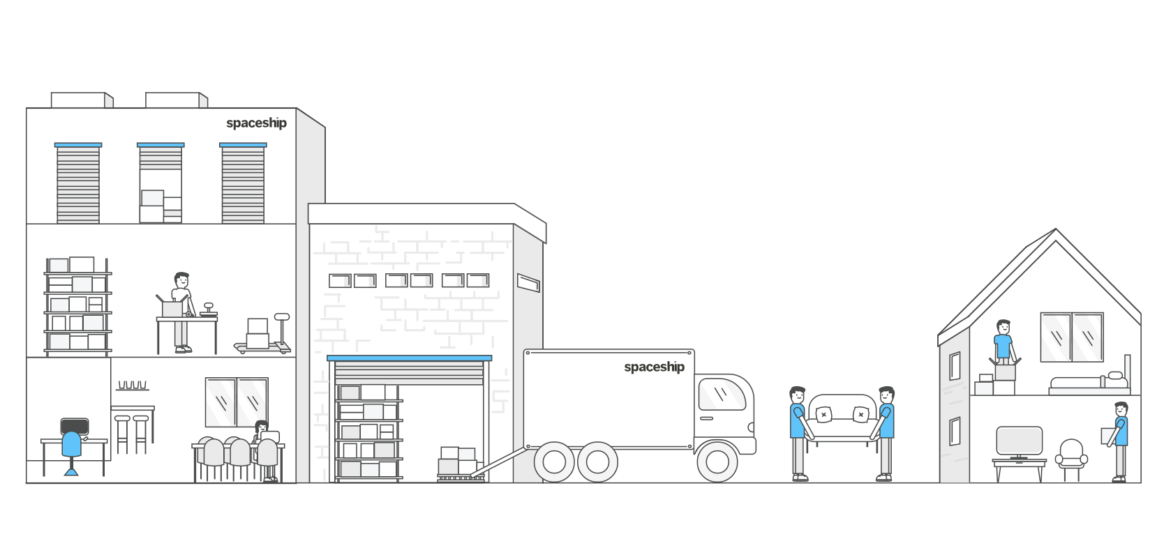 spaceship website illustration